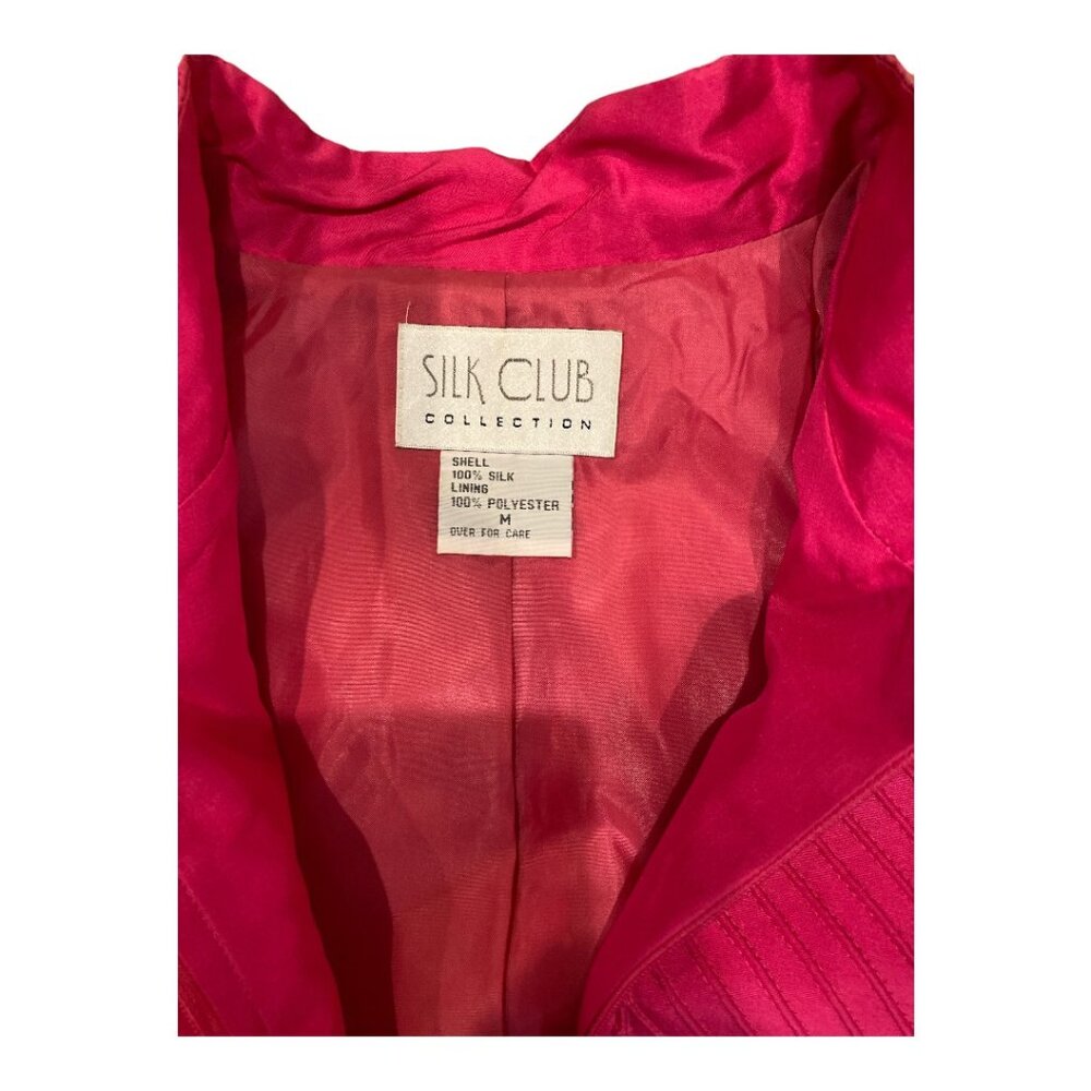 Silk Club Collection 100% Silk Hot Pink/Fuchsia Jacket Blazer Women's Sz M - Picture 5 of 7
